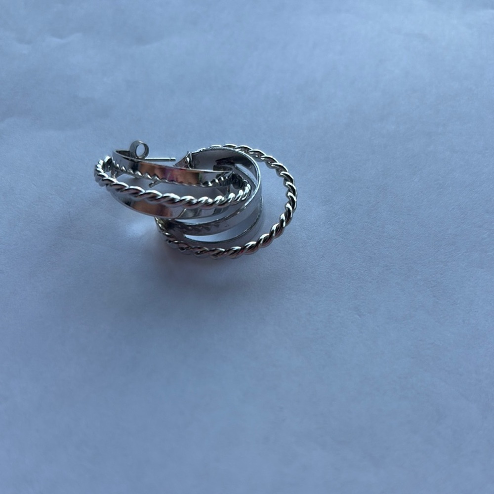 Silver stainless steel Twisted Hoop Earrings